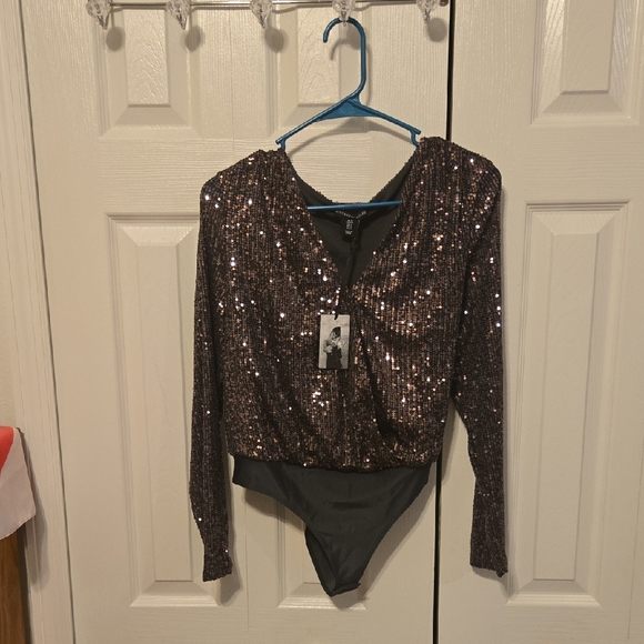 Sincerely Jules Black Sequin Bodysuit - Picture 1 of 6